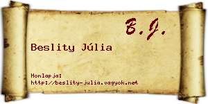 Beslity Júlia névjegykártya